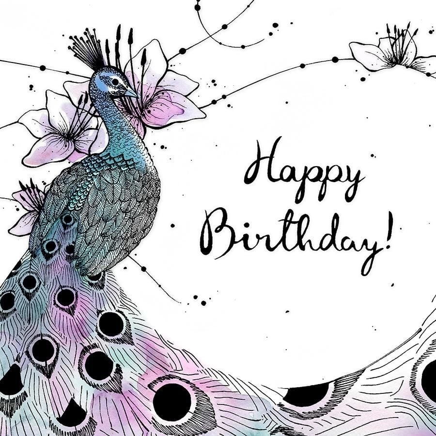 Clear Creation Swarovski square peacock birthday