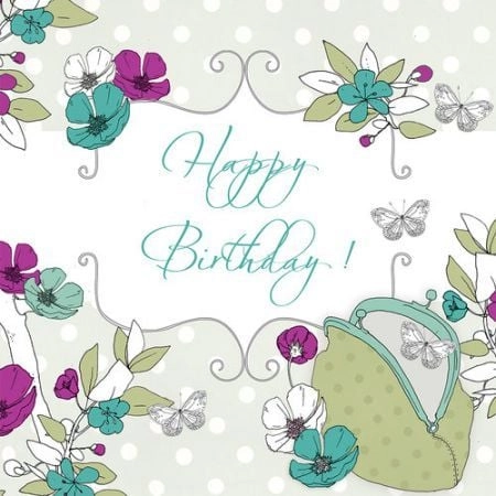 Swarovski square card CL1508 Birthday butterflies