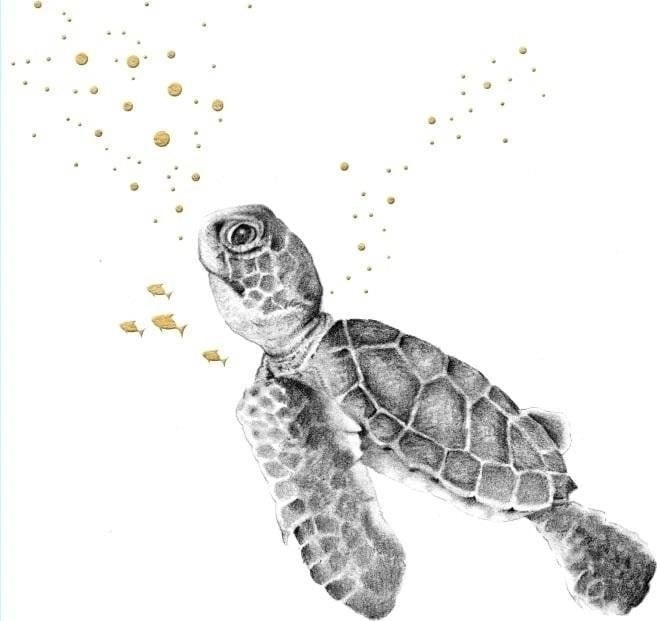 Pass Gilded square CL3823_BL Swimming turtle