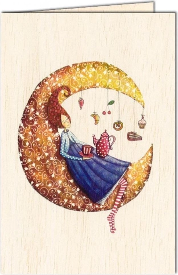 C6 wooden card + Moon envelope