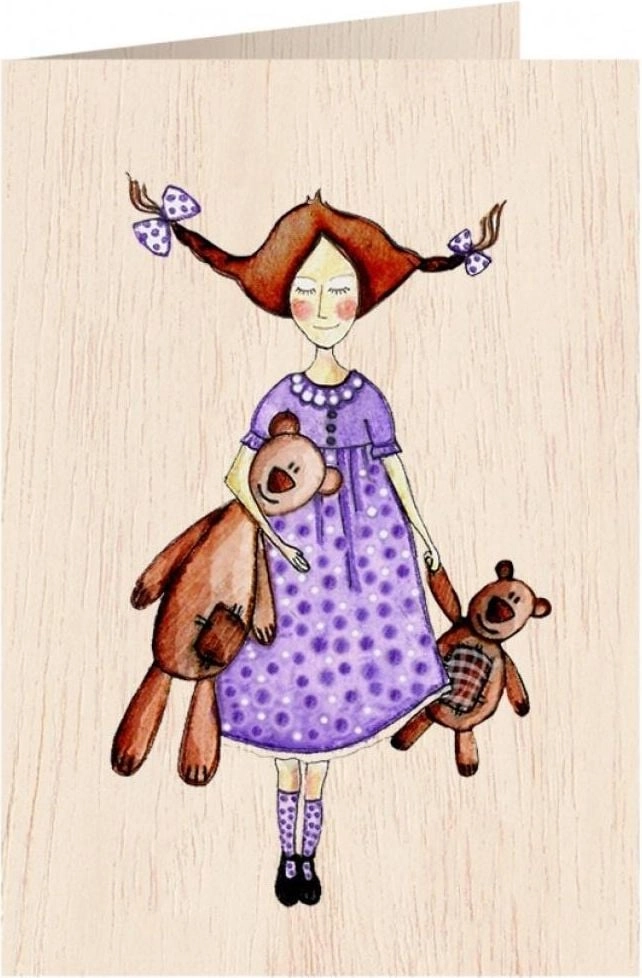 C6 wooden card + Teddy bear