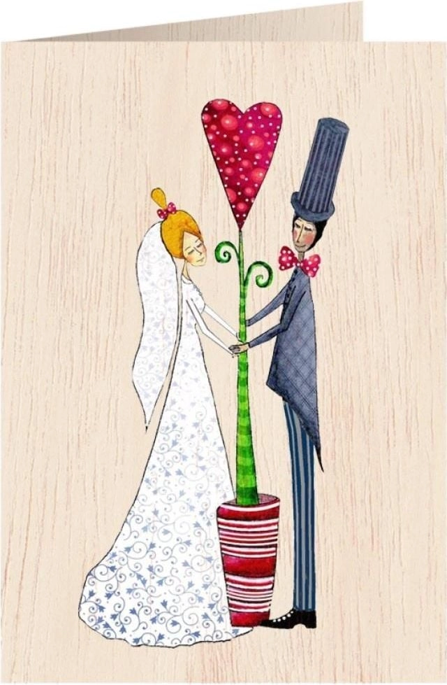 Wooden card C6 + envelope Wedding