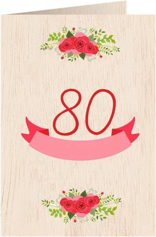 Wooden card C6 + envelope 80th