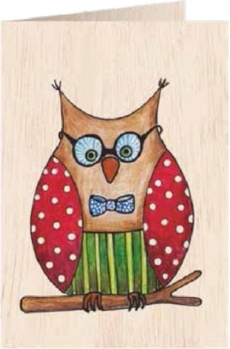 C6 wooden card + Owl envelope