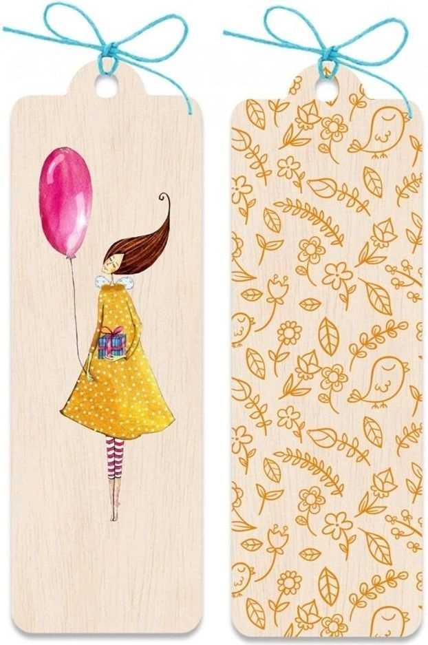 Wooden bookmark Woman with a balloon