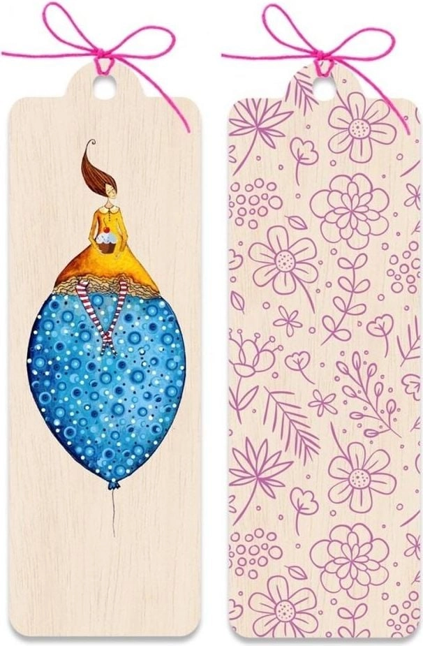 Wooden bookmark Woman on a balloon