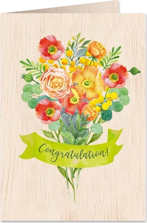 C6 wooden card + envelope Congratulations