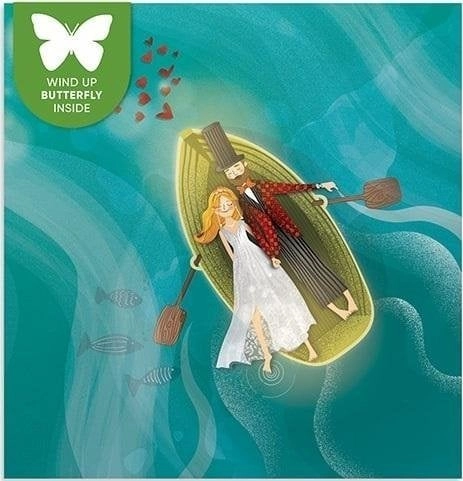 Square card with a flying butterfly
