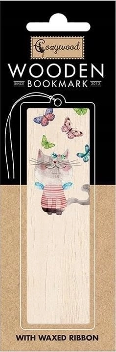 Wooden bookmark Cat and butterflies 542252