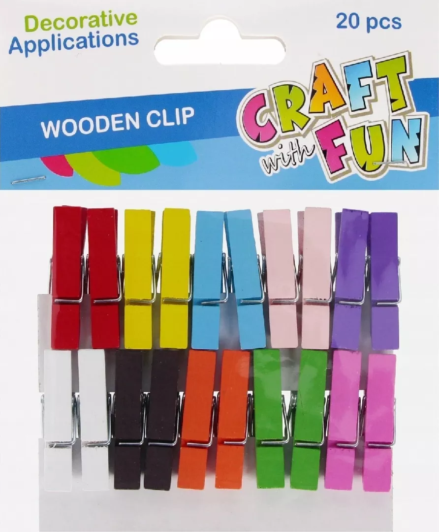 DECORATION DEK WOOD CLIP COL 20PCS