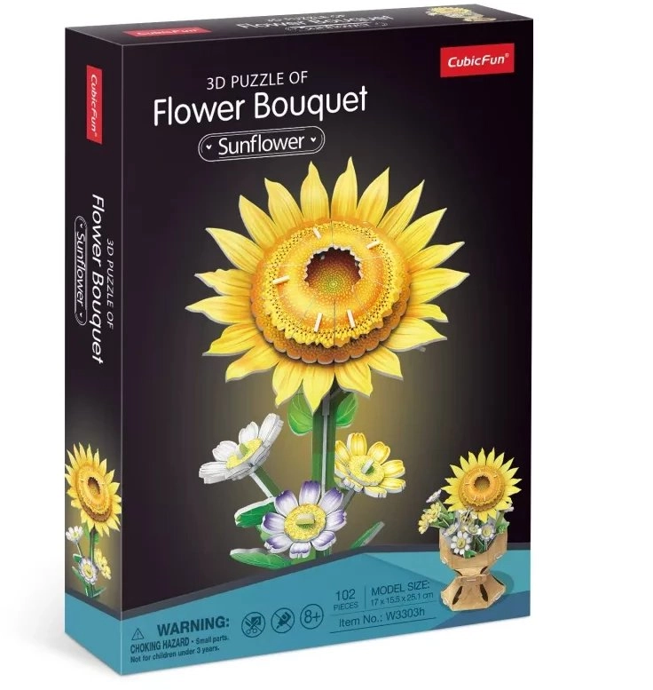 Cubic Fun flower bouquet sunflowers W3303H