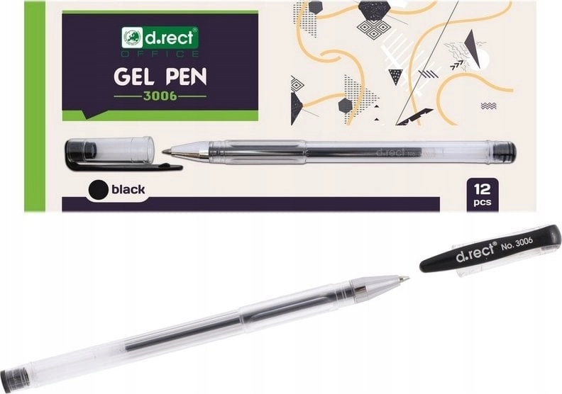 Gel pen 3006 black (12 pcs)