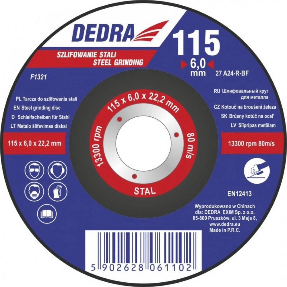 Dedra Tarcza 115x6 0x22.2mm do