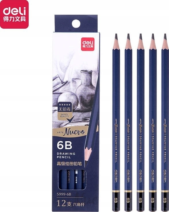 Deli Sketching pencils 6B Nuevo 12