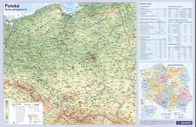 DEM Placemat map of Poland physical