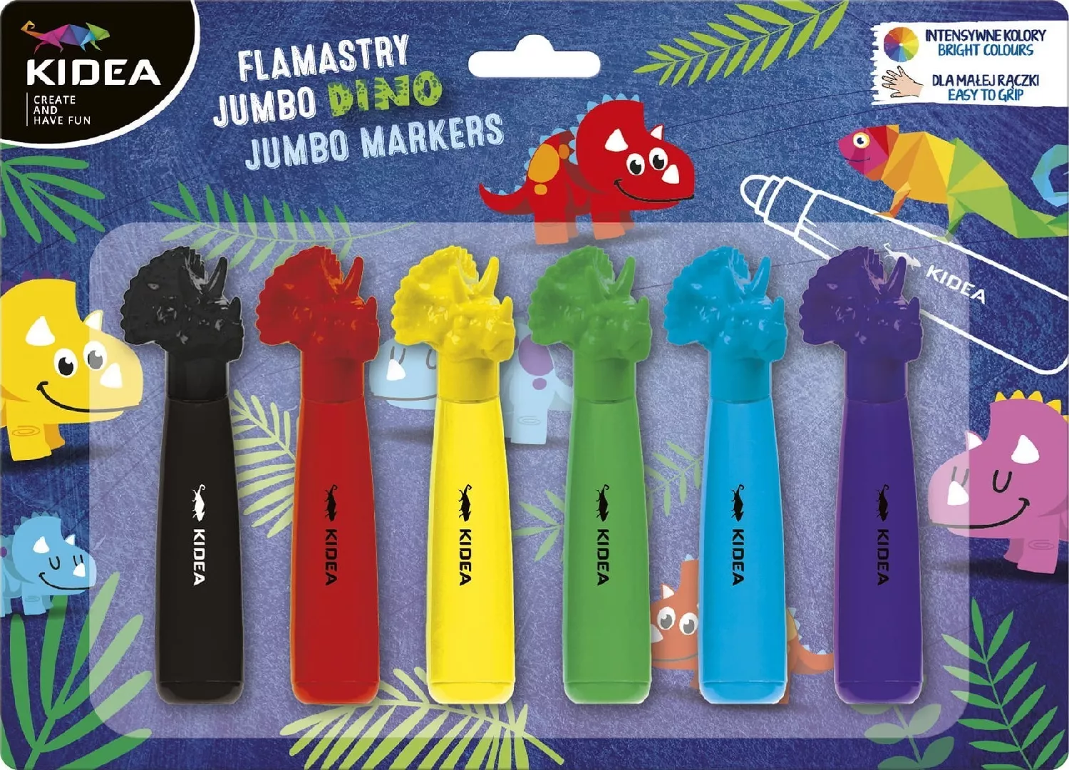 Jumbo Dinosaur felt-tip pens 6 colors