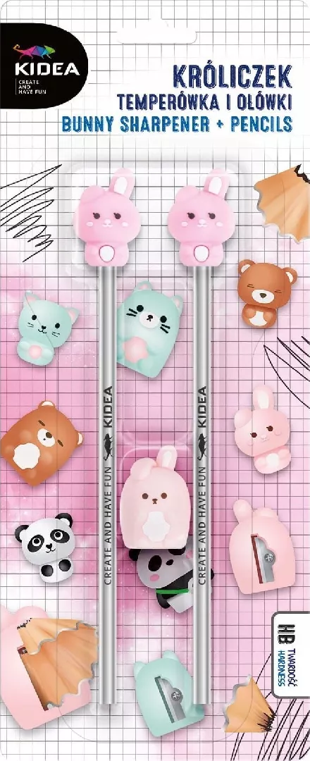 KIDEA Bunny sharpener with pencils KROT3KA