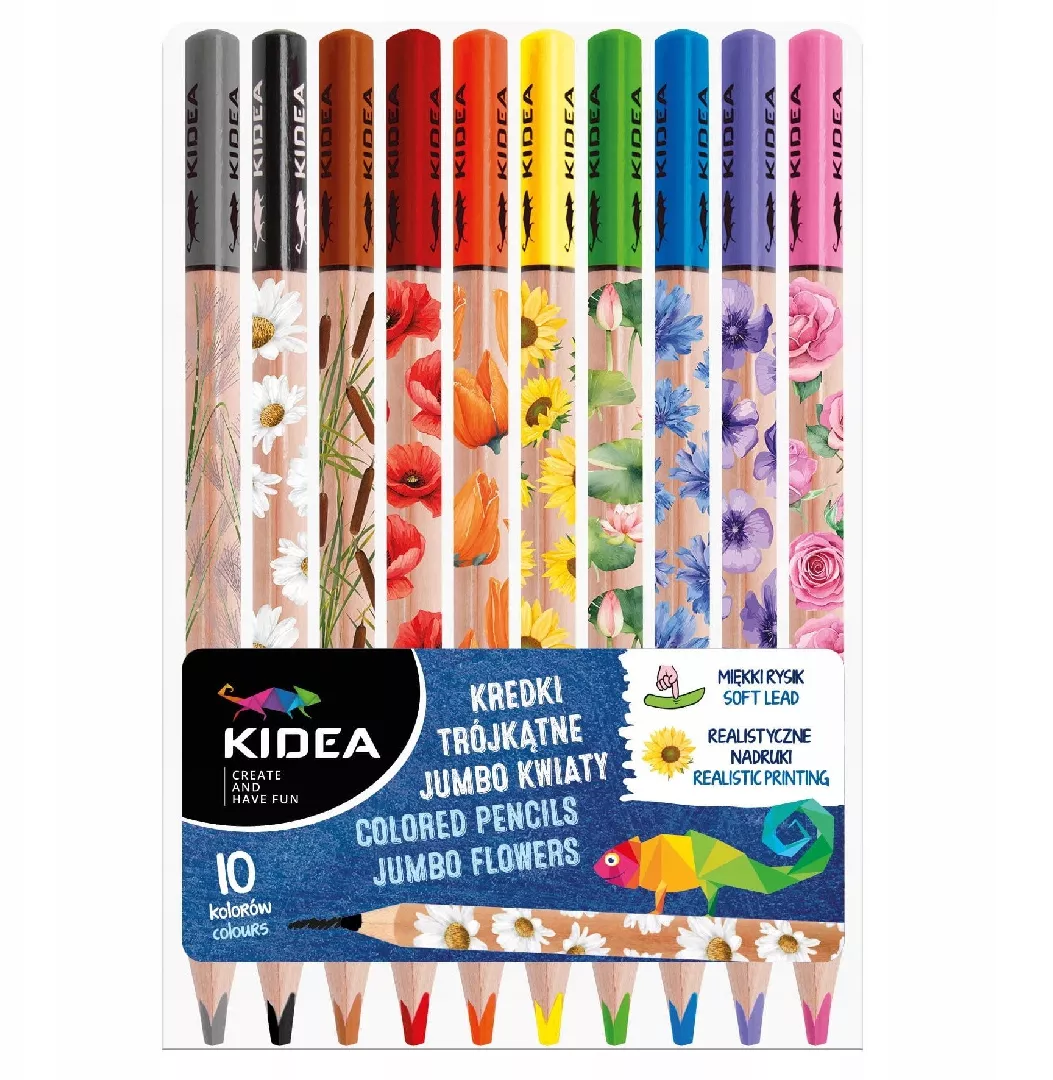 Triangular jumbo crayons Flowers 10 colors