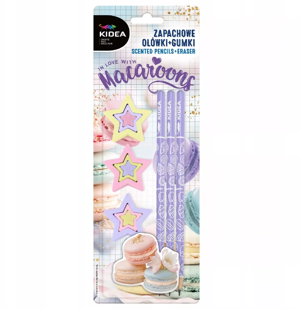 Scented pencils + erasers KIDEA macaroons