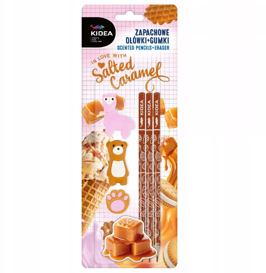 Scented pencils + salted caramel erasers