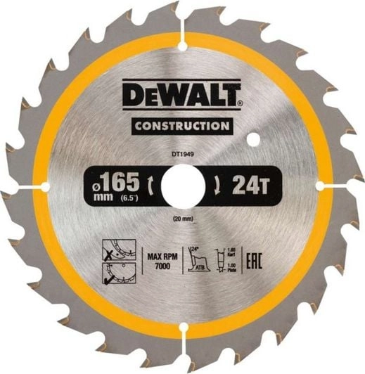 Dewalt circular saw 165x20mm 24 teeth