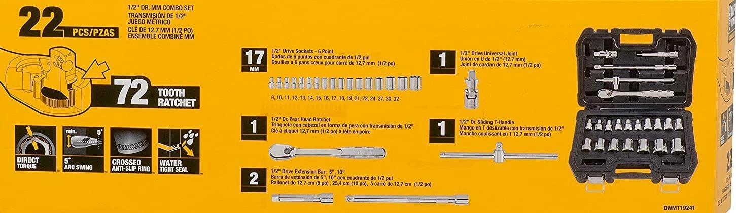 Dewalt 22 pcs. 1/2`` socket set