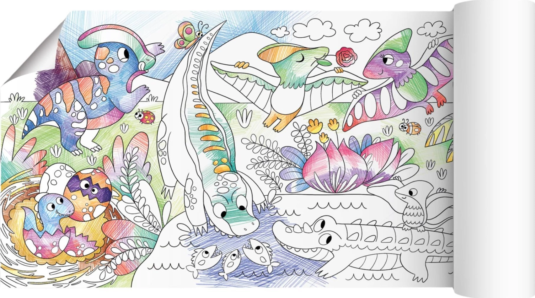 Dodo COLORING BOOK ON ROLL ``DINOSAURS``