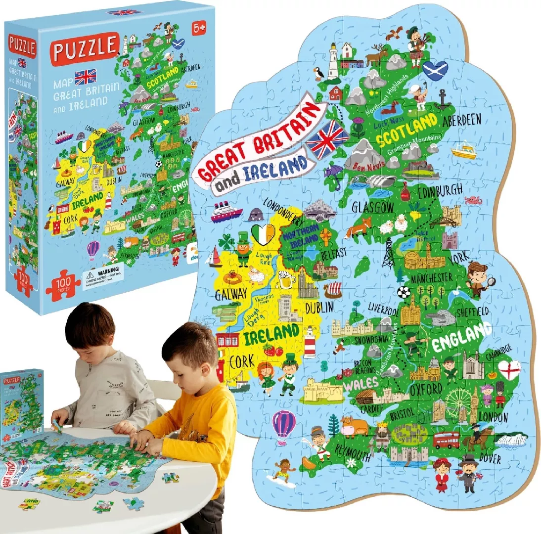 Puzzle 100 Mapa Wielkiej Brytanii i