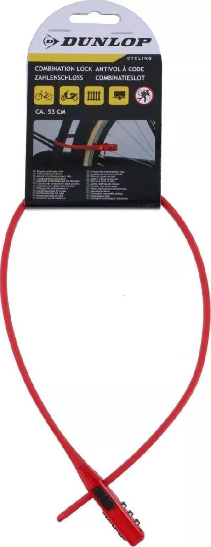 BIKE LOCK  RED DUNLOP CODE STRAP