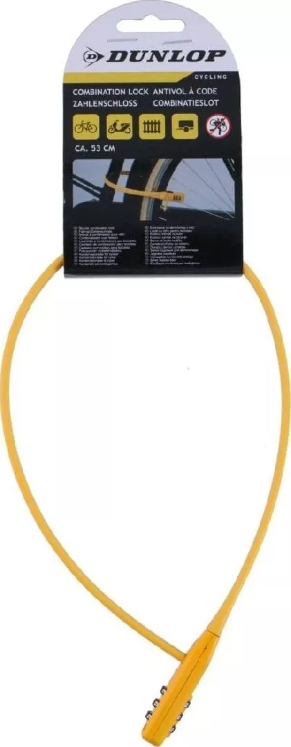 BIKE LOCK  CODE STRAP  YELLOW DUNLOP