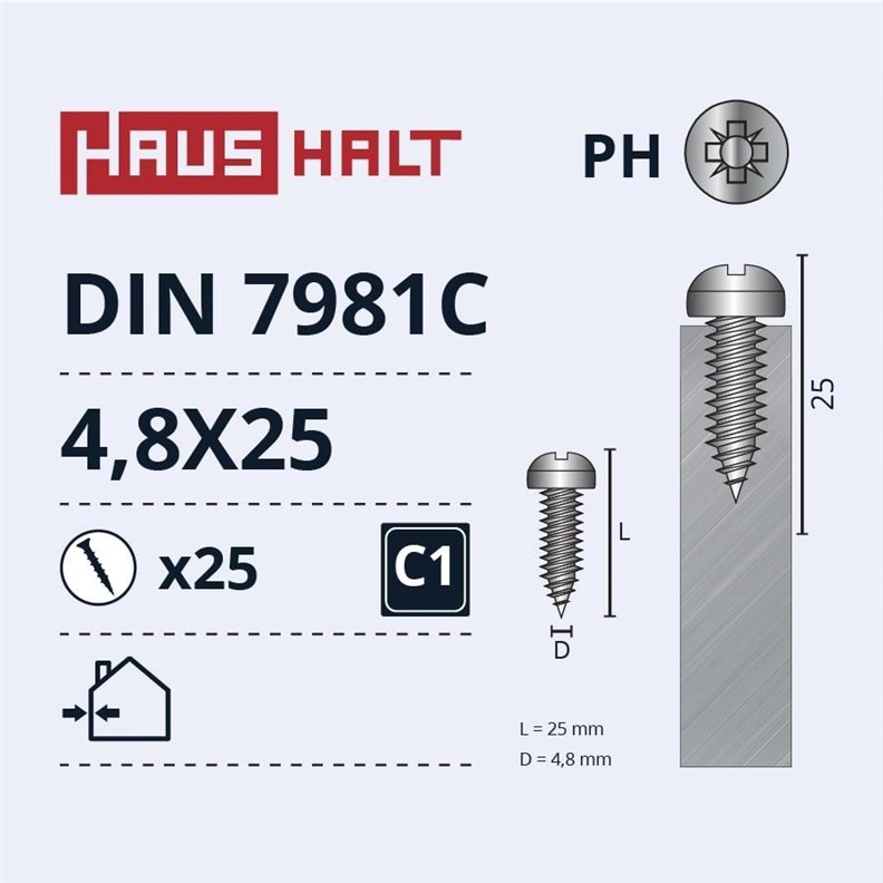 SELF SCREWS 4.8X25 DIN7981C ZN