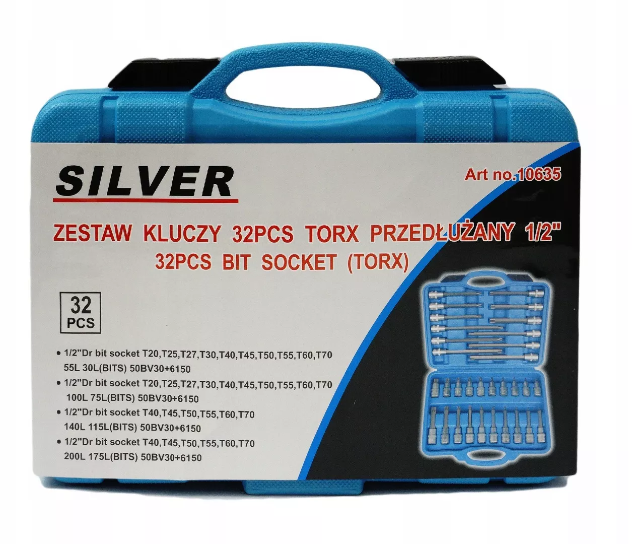 KLUCZE TORX 1/2" PRZEDŁUŻANE 32szt /SILVER
