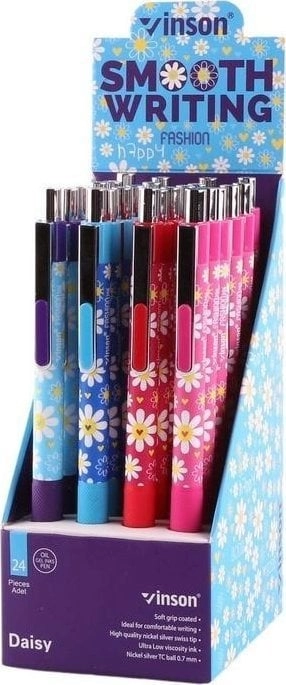 Automatic ballpoint pen. Fashion Daisy blue
