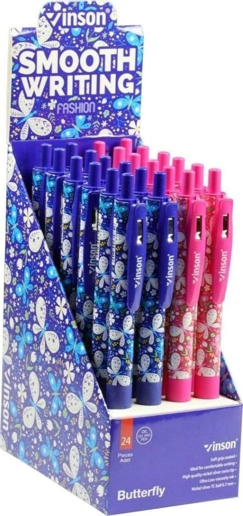 Automatic ballpoint pen. Fashion Butterfly blue