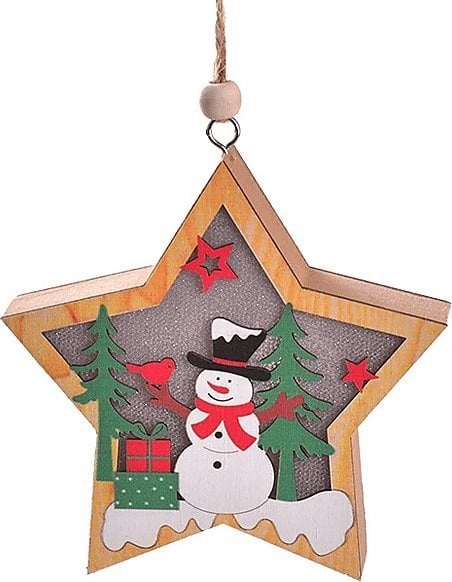 Wooden Christmas Lamp Snowman - Star