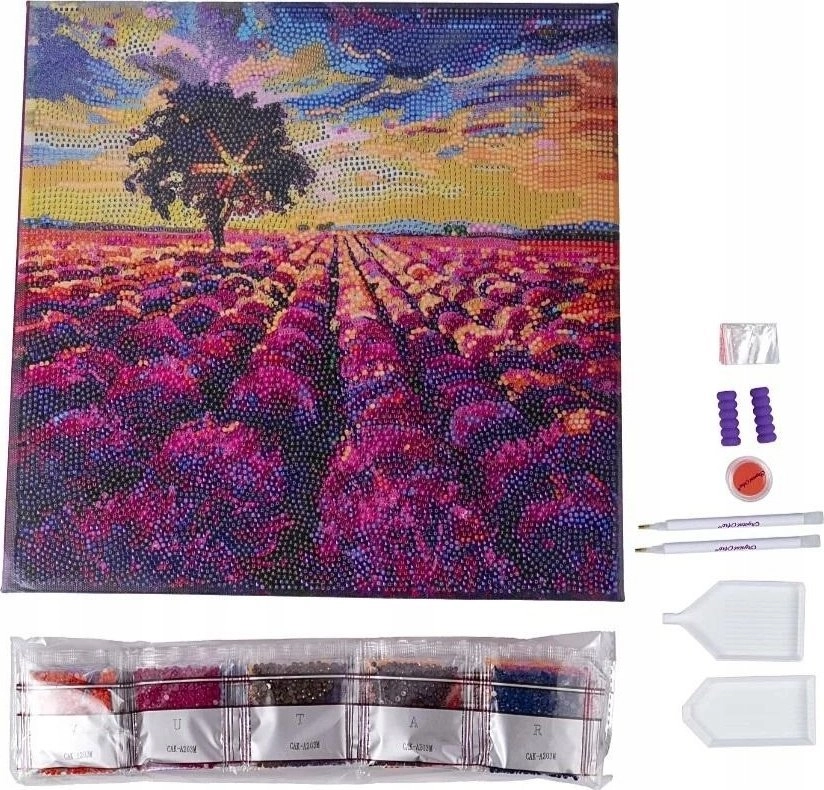Canvas painting 30x30cm with mosaic Lavender