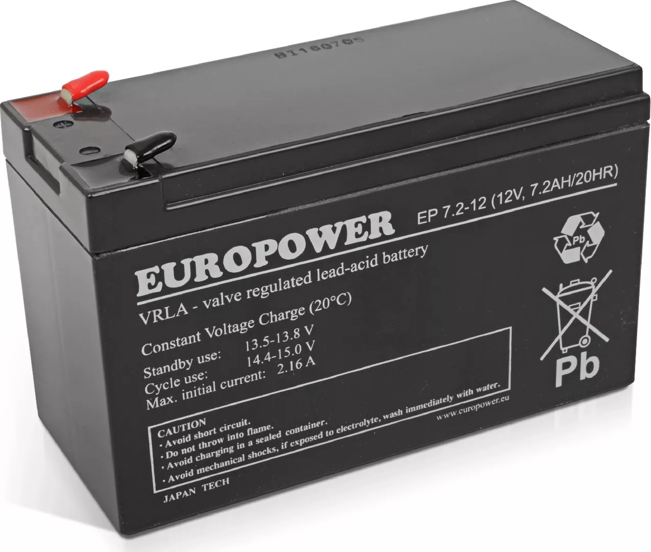 Maintenance-free AGM battery 7.2Ah 12V