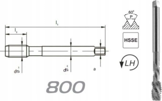 TAP M12 DIN-376C L40 LH (6H)