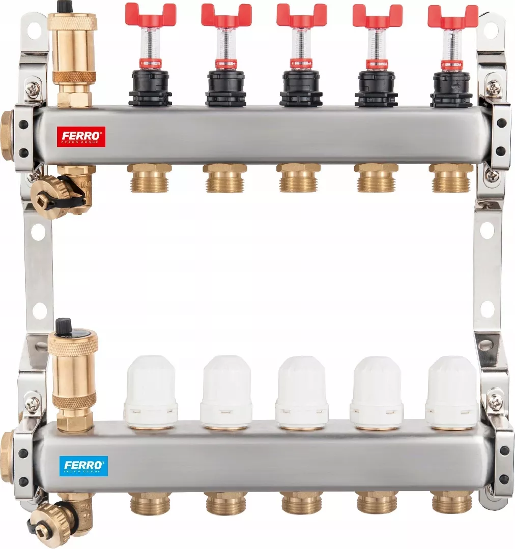 1 4-way stainless steel manifold with