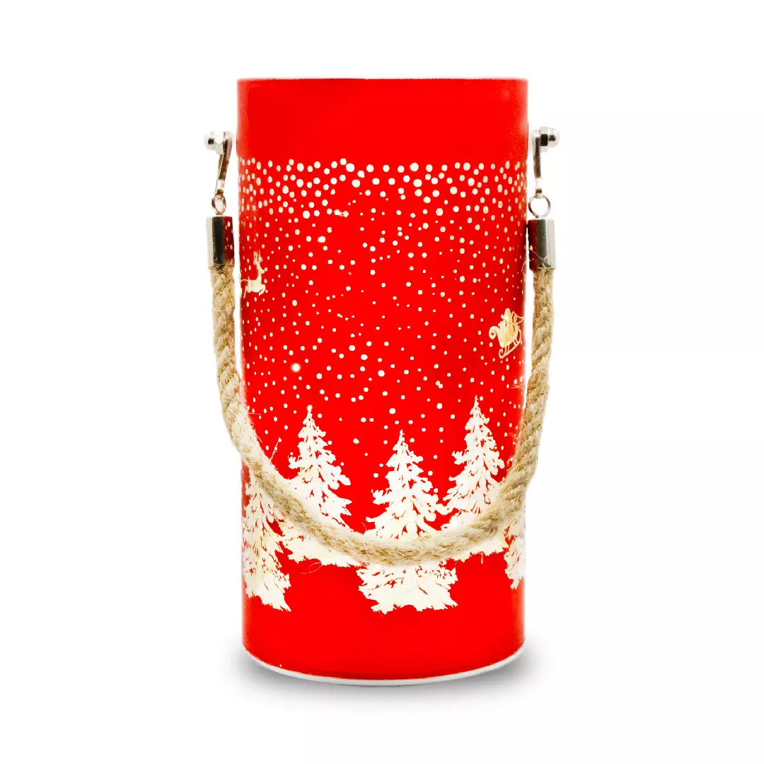 Glass Christmas lantern FCL-10 red and