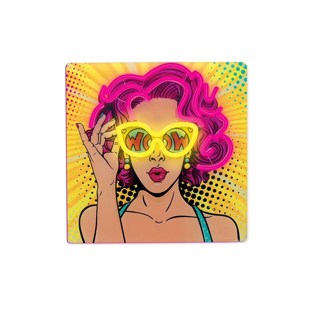 Neon ART LED POWER WOMAN yellow-violetine