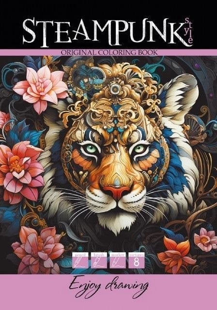 Coloring book A4 8 pictures Steampunk