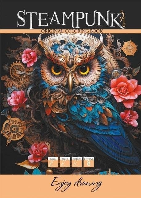 Coloring book A4 8 pictures Steampunk