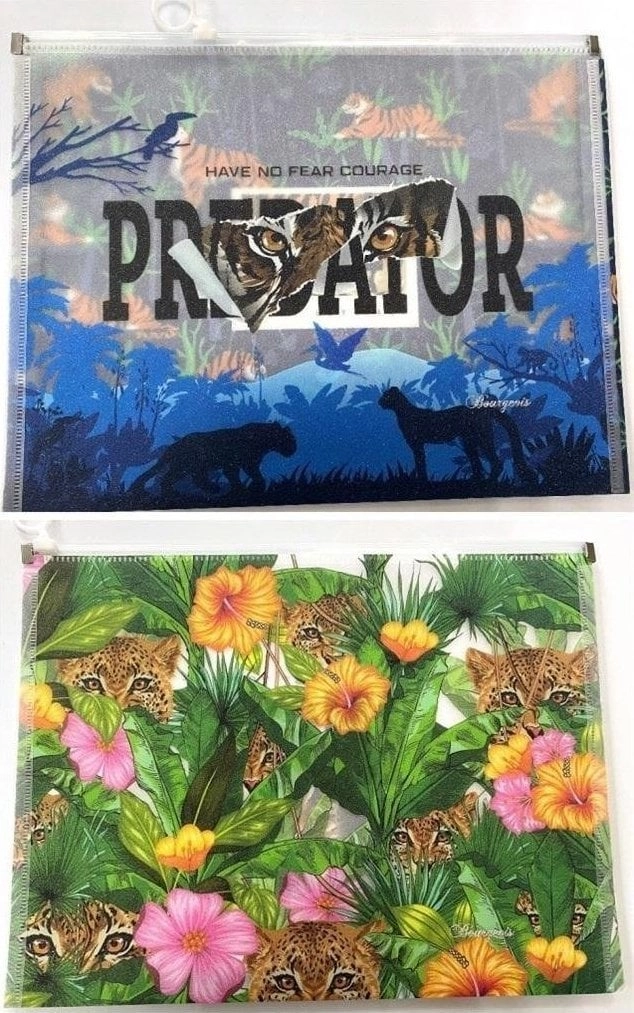 A4+ folder with plastic zipper Panther/Tiger