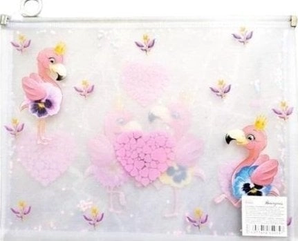 A4+ folder with plastic zipper Flamingos