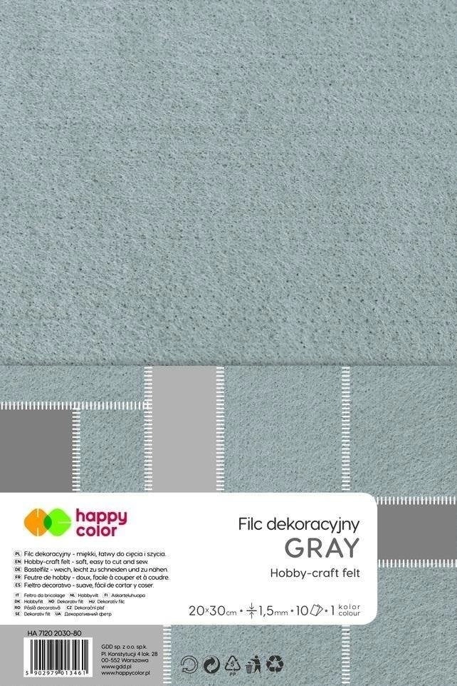 GDD Gray decorative felt 10pcs HAPPY