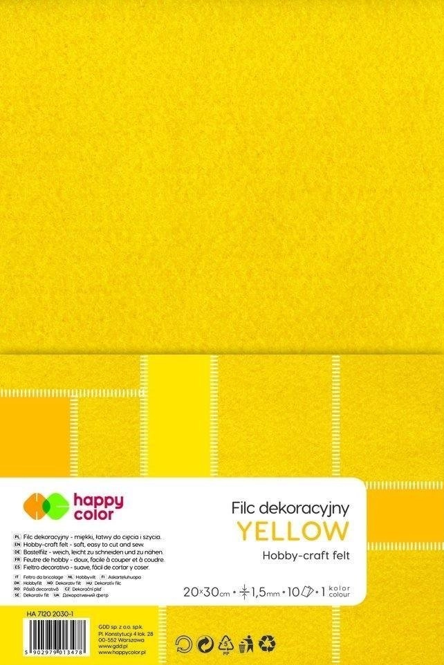 GDD Yellow decorative felt 10pcs HAPPY
