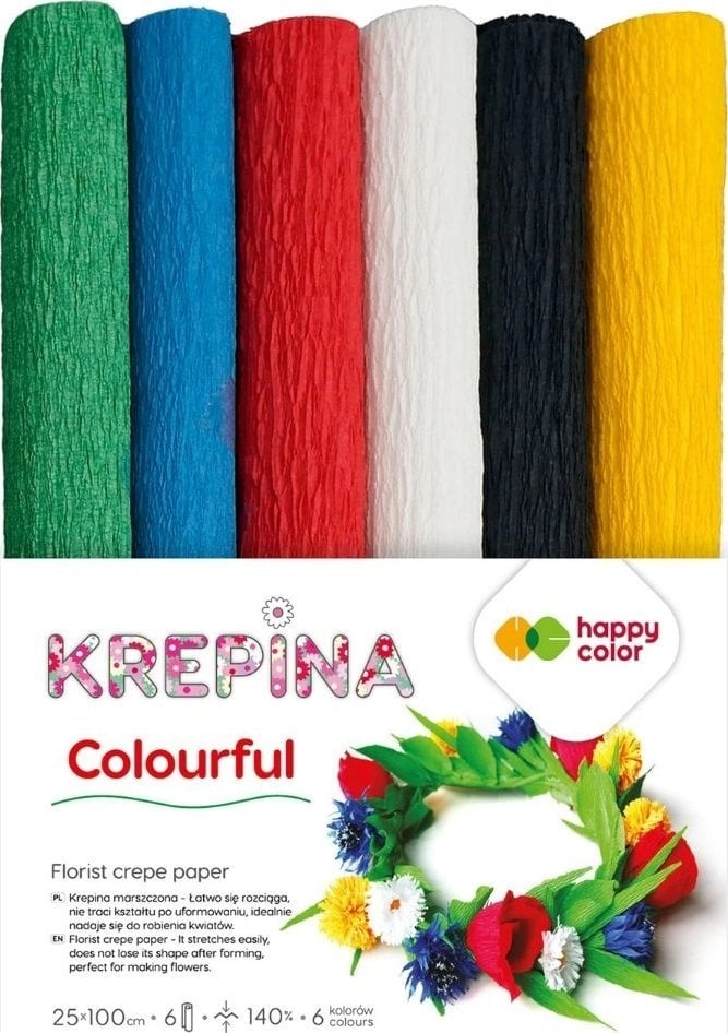 Pleated crepe paper 25x100cm Mix Colorful