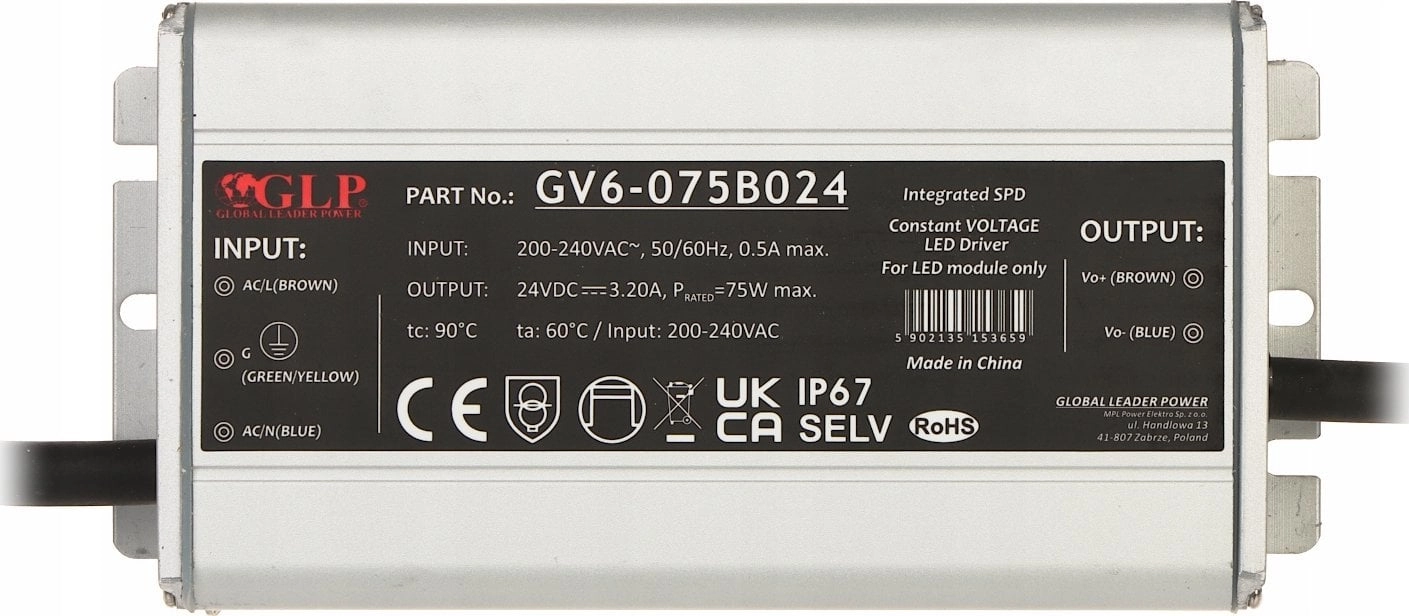 GLP ZASILACZ IMPULSOWY GV6-24V/3.2A GV6-24V/3