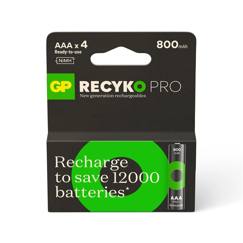 ACCUMULATORS GP RECYKOP AAA. 800MAH. 4PC